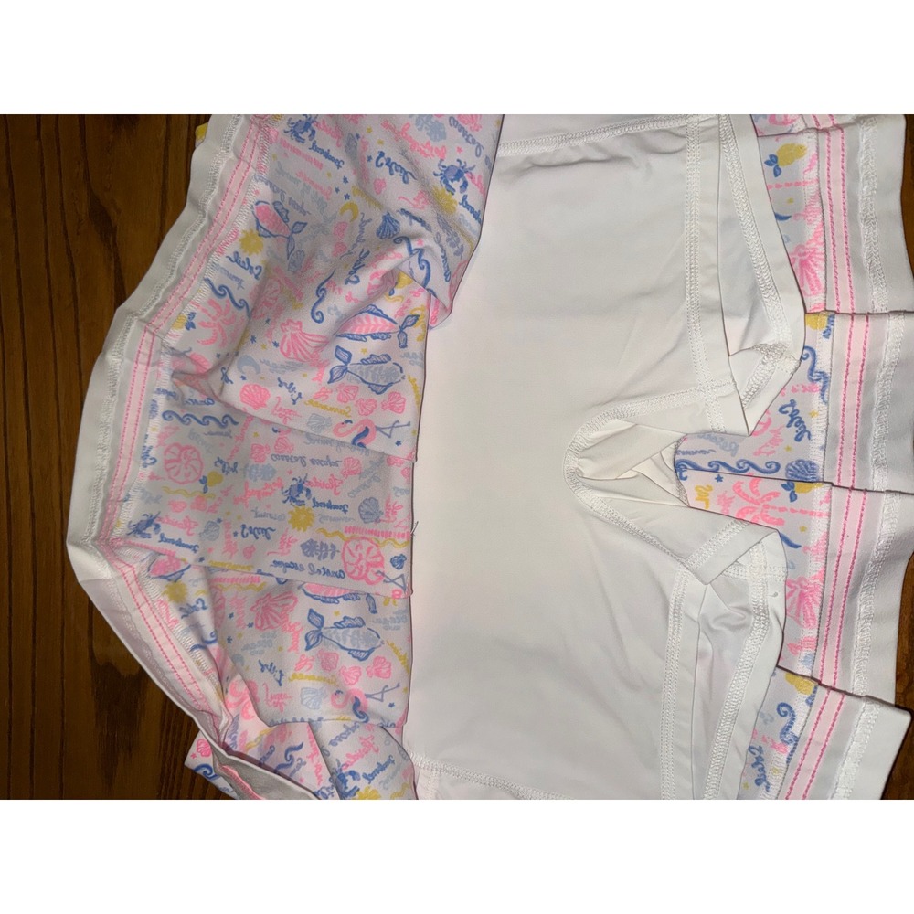 Lilly Pulitzer Luxletic Women 8 White Pink Coastal Print Pleated Tennis Skort - Picture 7 of 9